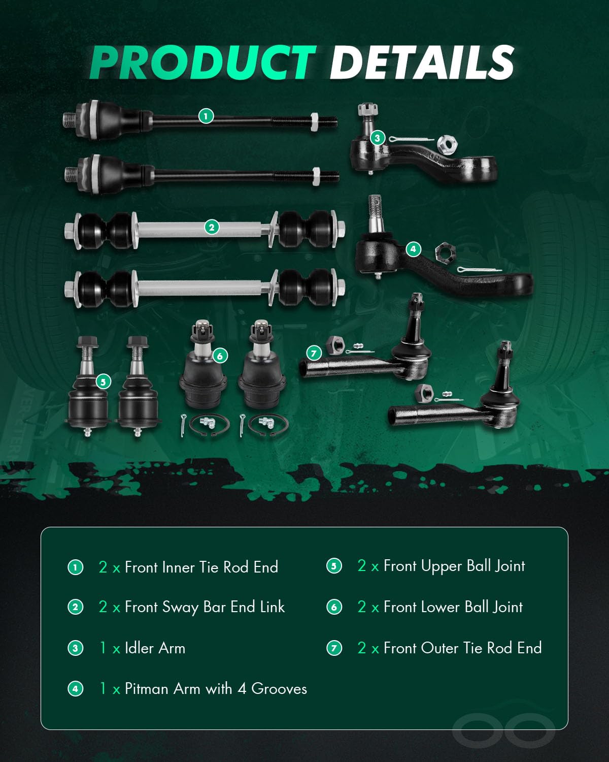Amazon.com: SCITOO 12Pcs Suspension Kit 2 Inner Tie Rod 2 Outer